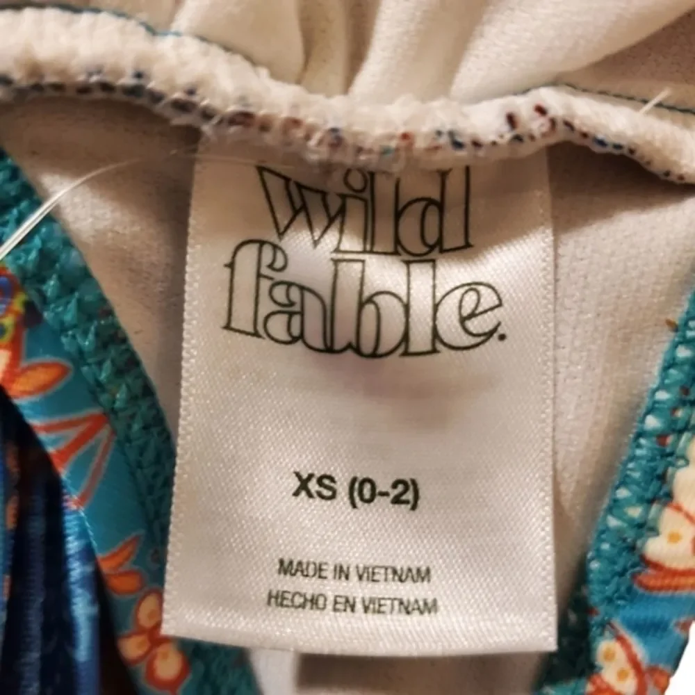 Girls Blue Patchwork Floral Print Bikini Top XS 0-2 Adjustable Straps‎